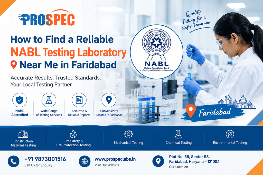 NABL accredited testing laboratory near me in Sector 28 Faridabad with fire and material testing equipment
